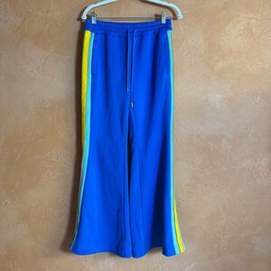 Free People Cobalt Blue Bell Bottom Snap Side Track Pants XS Flare